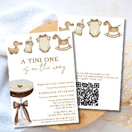 Tini One Espresso Martini Baby Shower QR-kod Inbjudningar