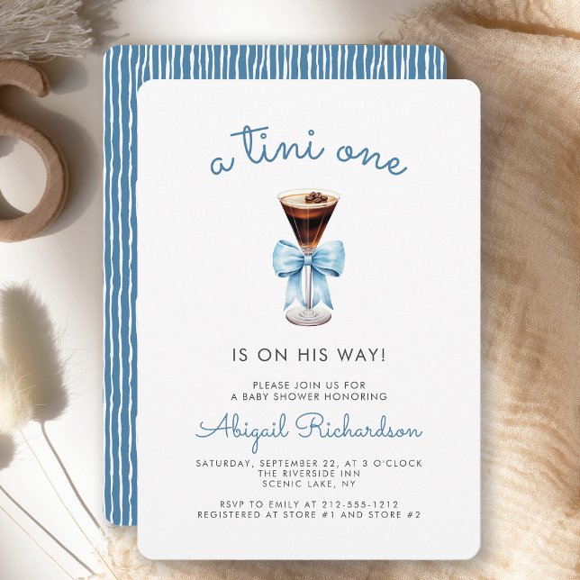 Tini One Espresso Martini Blue Boy Baby Shower Inbjudningar (Skapare uppladdad)