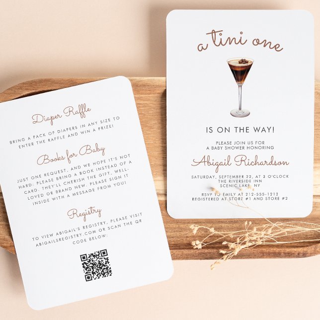 Tini One Espresso Martini QR Code Baby Shower Inbjudningar (Skapare uppladdad)