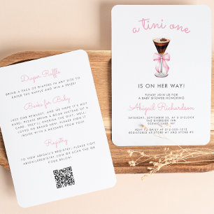 Tini One Espresso Martini QR Code Flicka Baby Show Inbjudningar