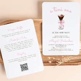 Tini One Espresso Martini QR Code Girl Baby Shower Inbjudningar