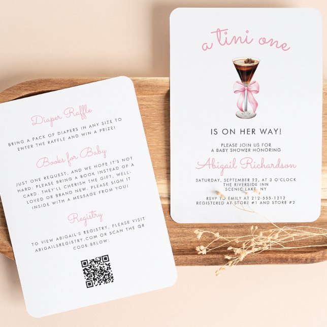 Tini One Espresso Martini QR Code Girl Baby Shower Inbjudningar (Skapare uppladdad)