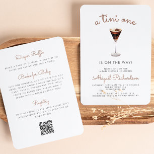 Tini One Espresso Martini QR-kod Baby Shower Inbjudningar
