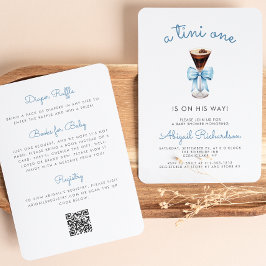 Tini One Espresso Martini QR-kod Pojke Baby Shower Inbjudningar