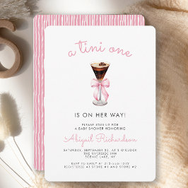 Tini One Espresso Martini Rosa Flicka Baby Shower Inbjudningar