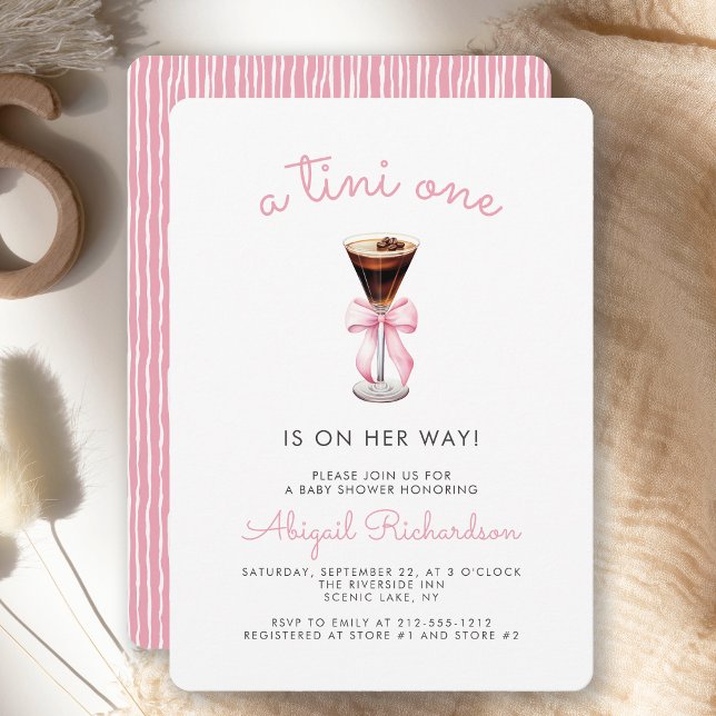 Tini One Espresso Martini Rosa Flicka Baby Shower Inbjudningar (Skapare uppladdad)