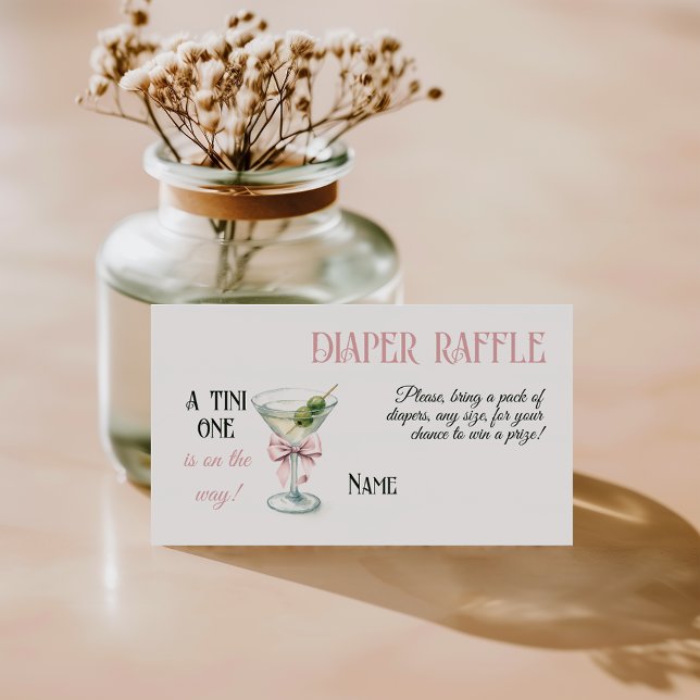 Tini One Martini Bow Girl Baby Shower Diaper Tilläggskort (Skapare uppladdad)