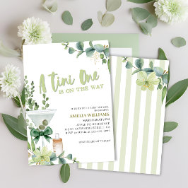 Tini one martini grön könsneutral baby shower inbjudningar
