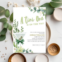 Tini one martini grönt könsneutral babydusch inbjudningar