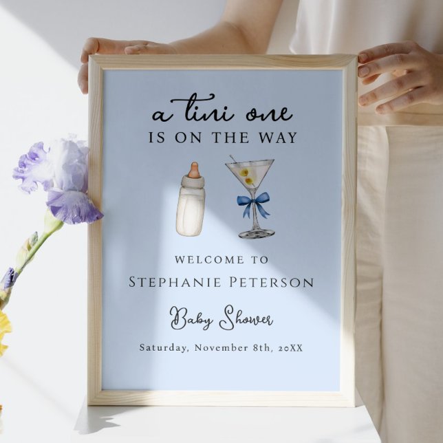 Tini One On The Way Blue Back Martini Babyfirande Poster (Skapare uppladdad)