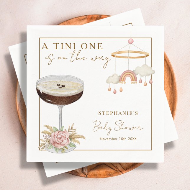 Tini One Pink Espresso Martini Girl Babyfirande Pappersservett (Skapare uppladdad)