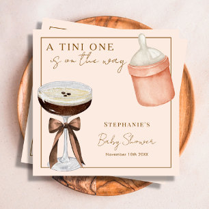 Tini One Rosa Espresso Martini Flicka Baby Shower Pappersservett