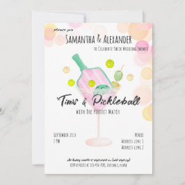 Tini Pickleball Boho Martini Möhippa Par Shower Inbjudningar