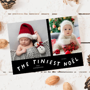 Tiniest Noel Black Helgdag Birth Notice Julkort