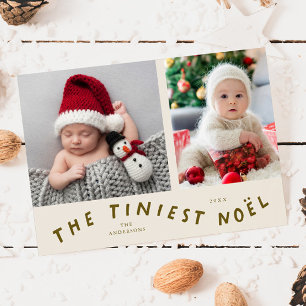 Tiniest Noel Cream Helgdag Birth Notice Julkort
