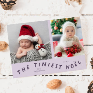 Tiniest Noel Lila Helgdag Birth Notice Julkort