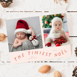 Tiniest Noel Peach Helgdag Birth Notice Julkort