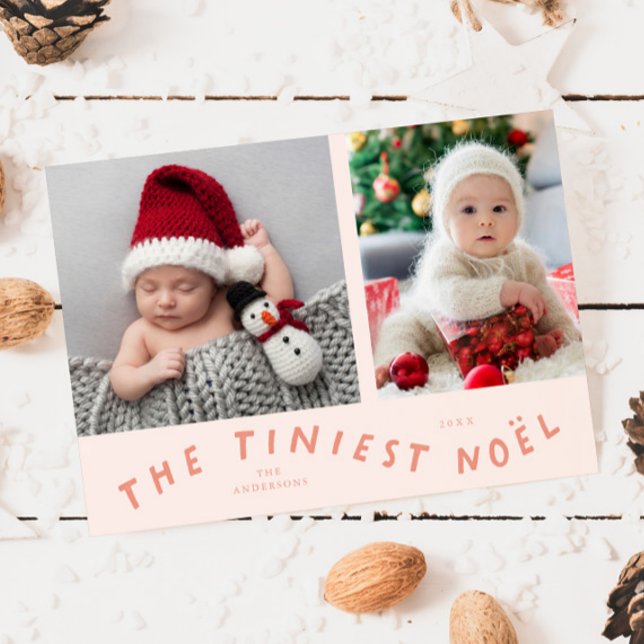Tiniest Noel Peach Helgdag Birth Notice Julkort (Skapare uppladdad)