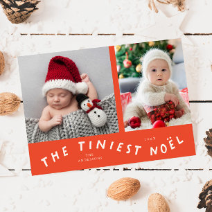 Tiniest Noel Retro Red Helgdag Birth Notice Julkort