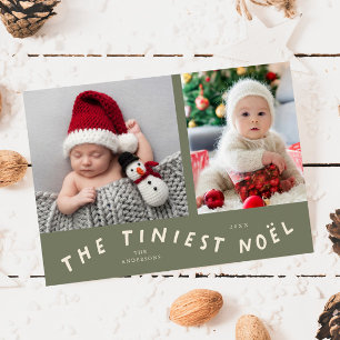 Tiniest Noel Sage Grönt Helgdag Birth Notice Julkort