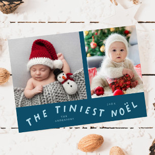 Tiniest Noel Teal Helgdag Birth Notice Julkort