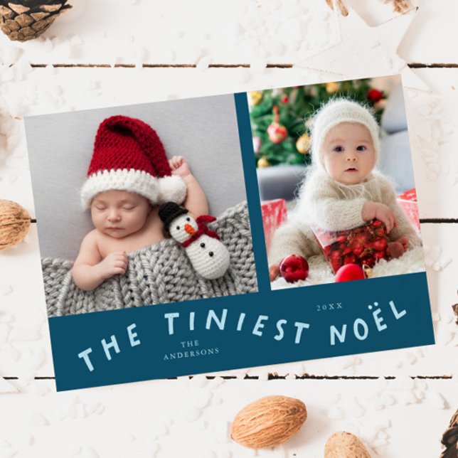 Tiniest Noel Teal Helgdag Birth Notice Julkort (Skapare uppladdad)