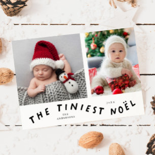 Tiniest Noel White Helgdag Birth Notice Julkort