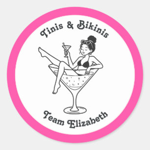 Tinis & Bikinis Team Bride Sista innan bröllopet Runt Klistermärke