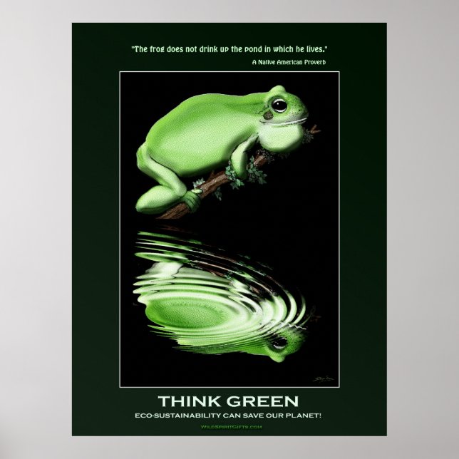 TINK GREEN Earth Day Frog Art Eco Poster (Framsidan)