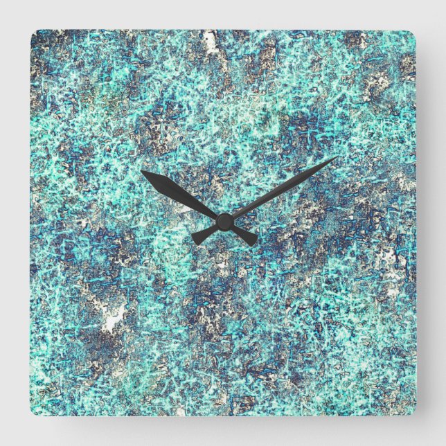 Tinkel av trådar eller svampar cyanblått och grått fyrkantig klocka (Framsida)