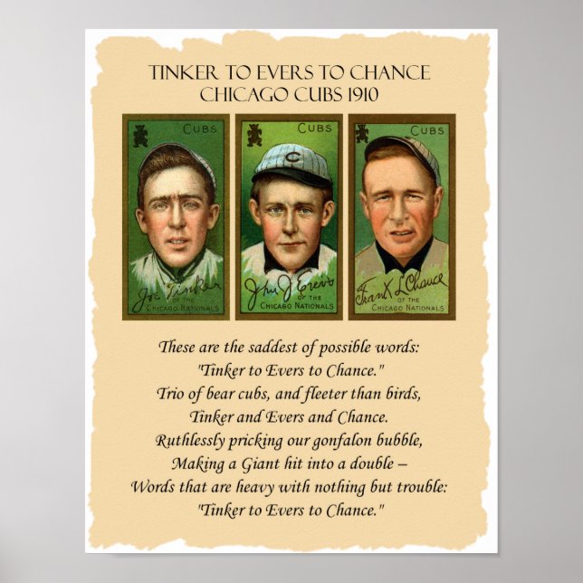 Tinker till Evers till Chance Chicago Unge 1910 Di Poster (Framsidan)