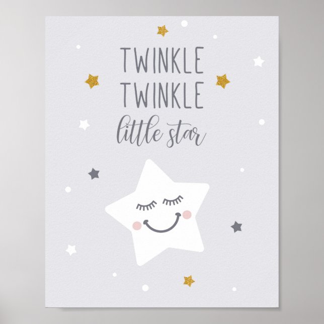Tinkle Tinkle Little Star Väggkonst för Nursery (Framsidan)