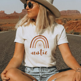 TINLEY Boho Bränn Orangen Rainbow Sol Auntie T Shirt
