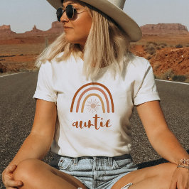 TINLEY Boho Bränn Orangen Rainbow Sol Auntie T Shirt