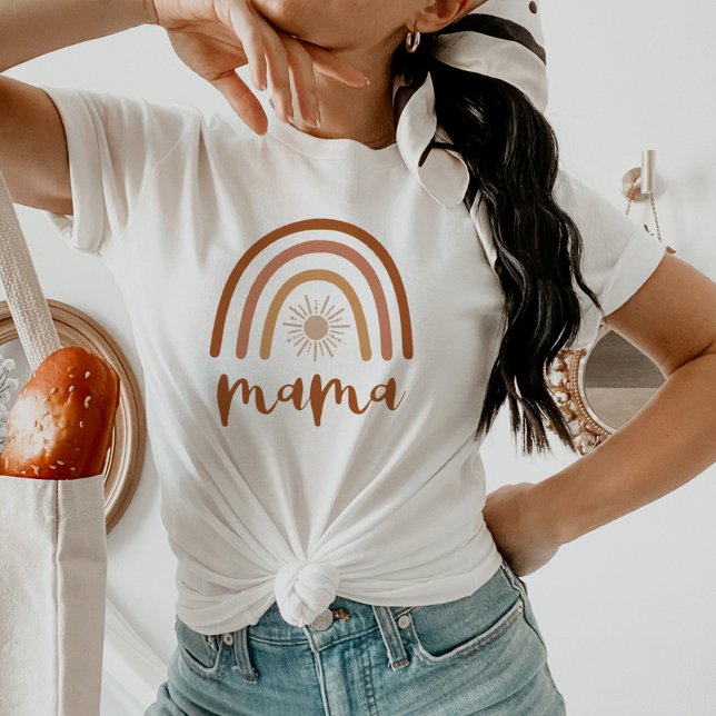 TINLEY Boho Burnt Orange Rainbow Sol Mamma T Shirt (Skapare uppladdad)