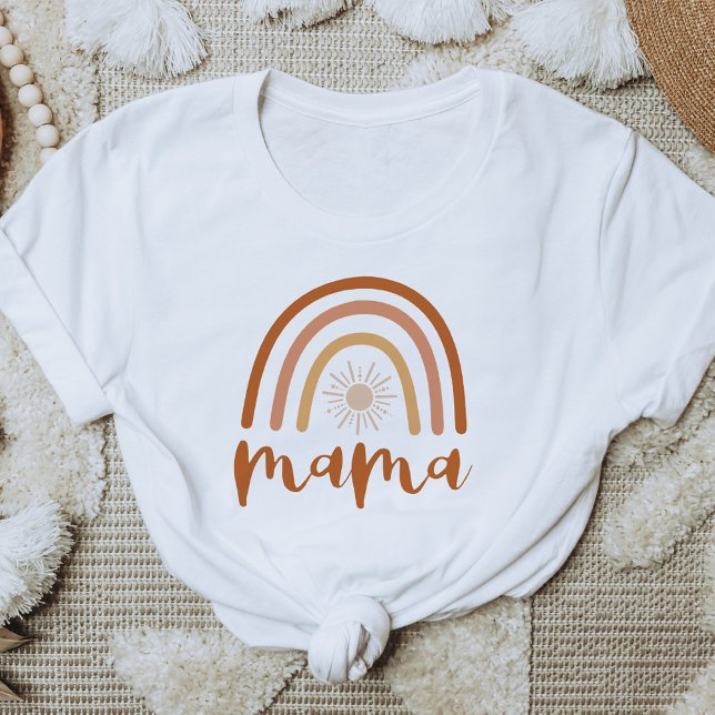 TINLEY Boho Burnt Orange Rainbow Sol Mamma T Shirt (Skapare uppladdad)