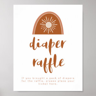 TINLEY Boho Terracotta Rainbow Diaper Raffle Sign Poster