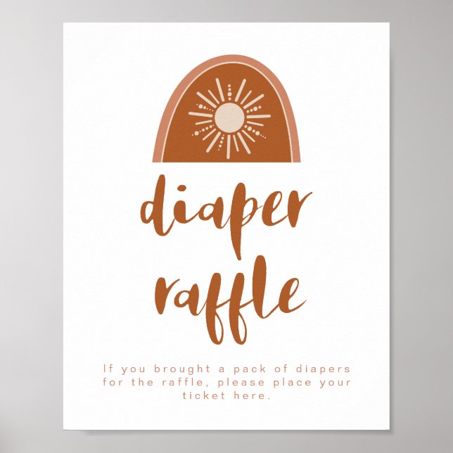 TINLEY Boho Terracotta Rainbow Diaper Raffle Sign Poster (Framsidan)
