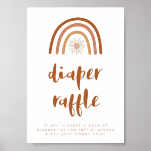 TINLEY Boho Terracotta Rainbow Diaper Raffle Sign Poster