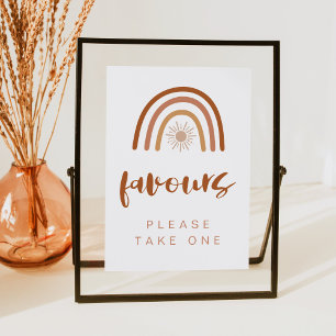 TINLEY Boho Terracotta Rainbow Favors Bord-tecken Inbjudningar