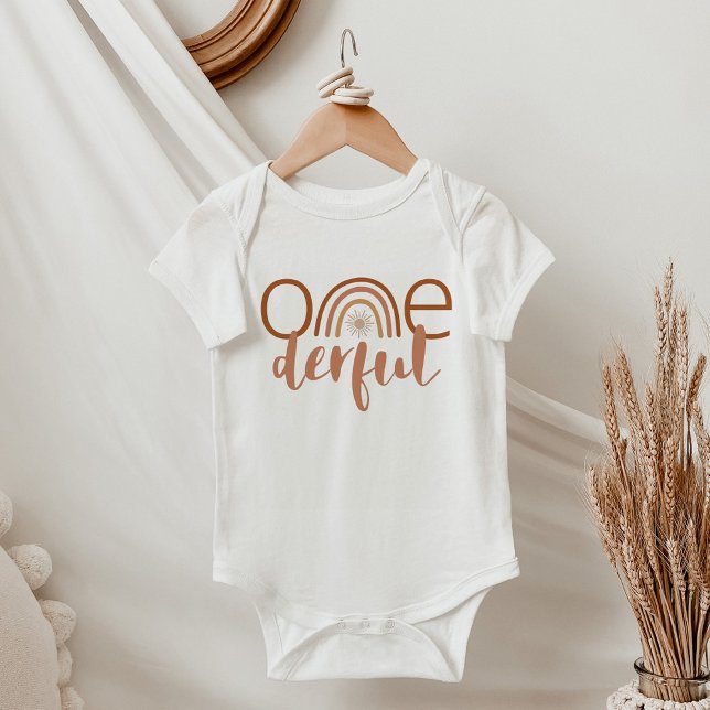 TINLEY Boho Terracotta Rainbow Onederful Birthday T Shirt (Skapare uppladdad)
