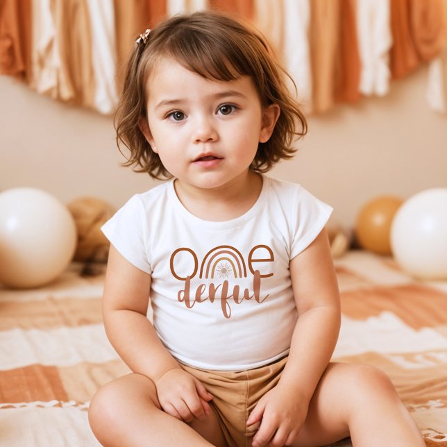 TINLEY Boho Terracotta Rainbow Onederful Birthday T Shirt (Skapare uppladdad)