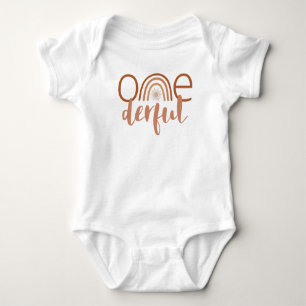 TINLEY Boho Terracotta Rainbow Onederful Birthday T Shirt
