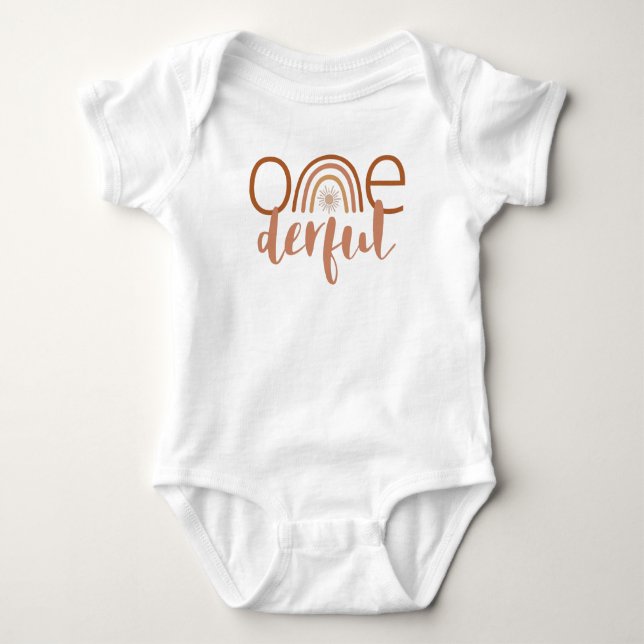 TINLEY Boho Terracotta Rainbow Onederful Birthday T Shirt (Framsida)