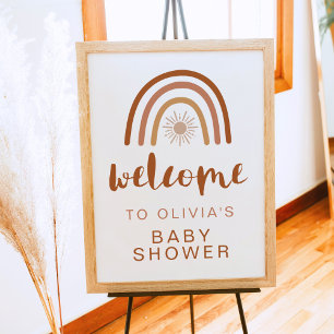 TINLEY Boho Terracotta Rainbow Sol Baby Shower Poster