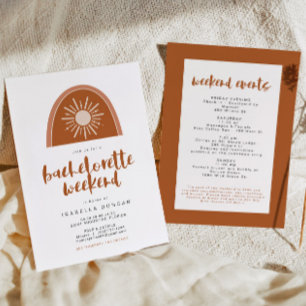 TINLEY Boho Terracotta Rainbow Sol Bachelorette Inbjudningar