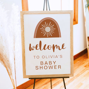 TINLEY Boho Terracotta Sol Rainbow Baby Shower Poster