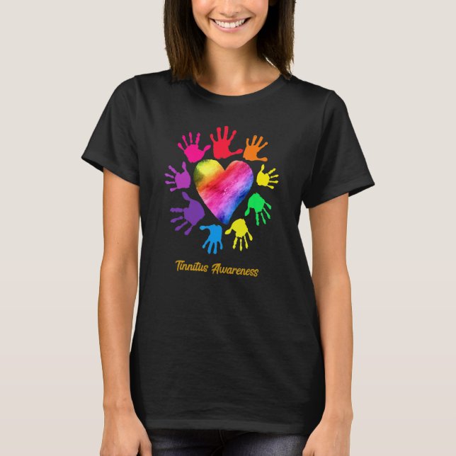 Tinnitus Awareness Händer Tinnitus T Shirt (Framsida)