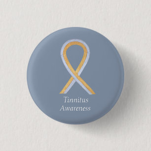 Tinnitus Guld/Silver Medvetenhet Band Anpassad Pin Knapp