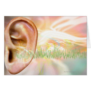 Tinnitus, konceptuell datorgrafik. hälsningskort
